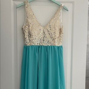 Sequin Top Dress with Aqua Skirt